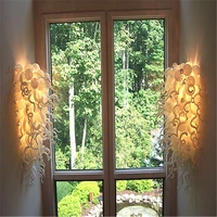 hand blown glass crystal chandelier white w40xh70cm led art pendant light indoor lustre hotel hallparlor decoration