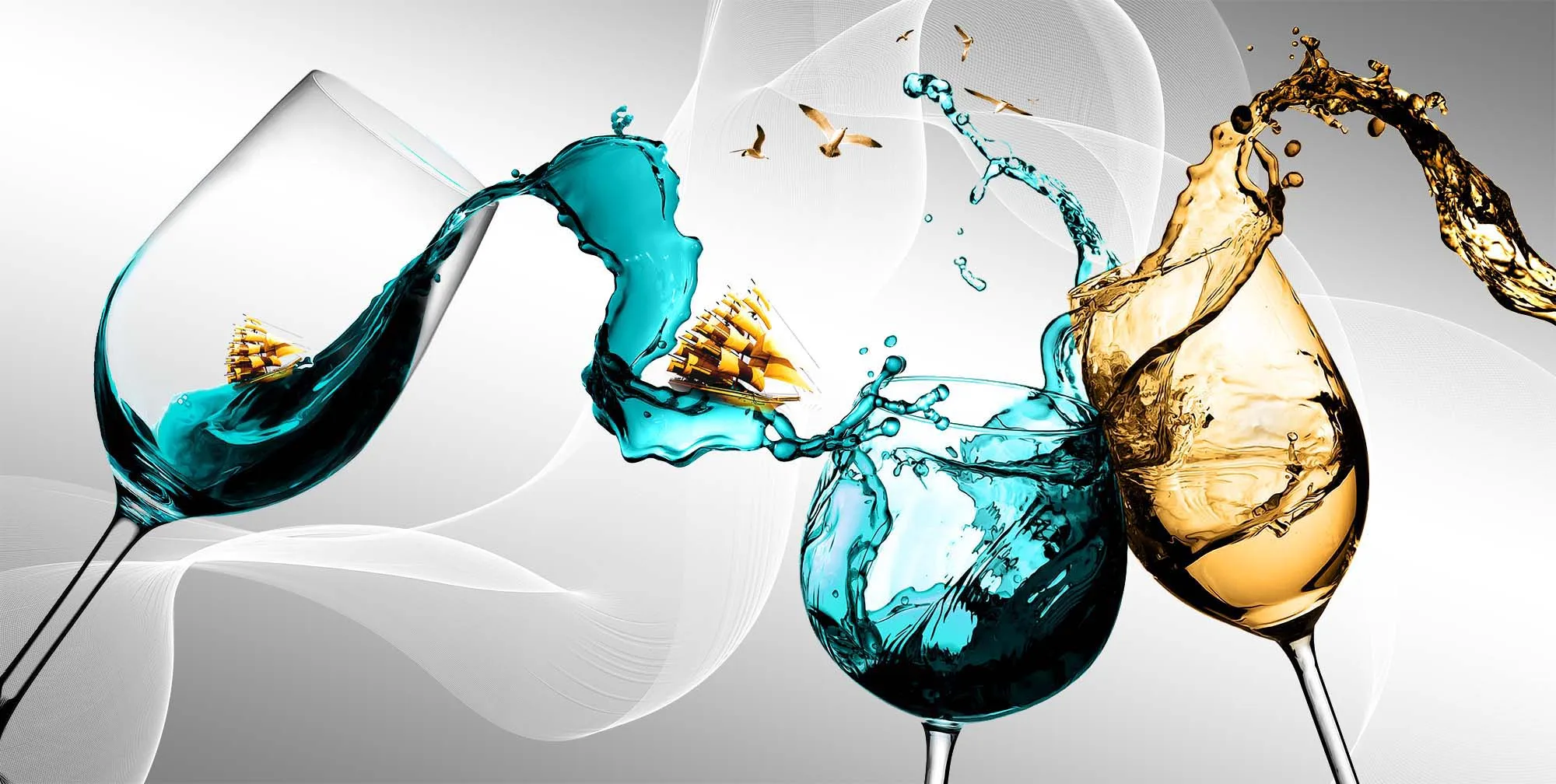 

Abstract Canvas Wall Art Glass Of Blue Yellow Wine Paintings For Living Room Pictures Wine Cup Bottle Artwork Giclee House Decor