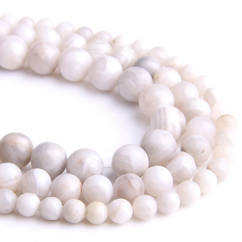 Натуральные белые кружевные Бусы из камня Агата круглые бусины россыпью 6 8 10 12 мм