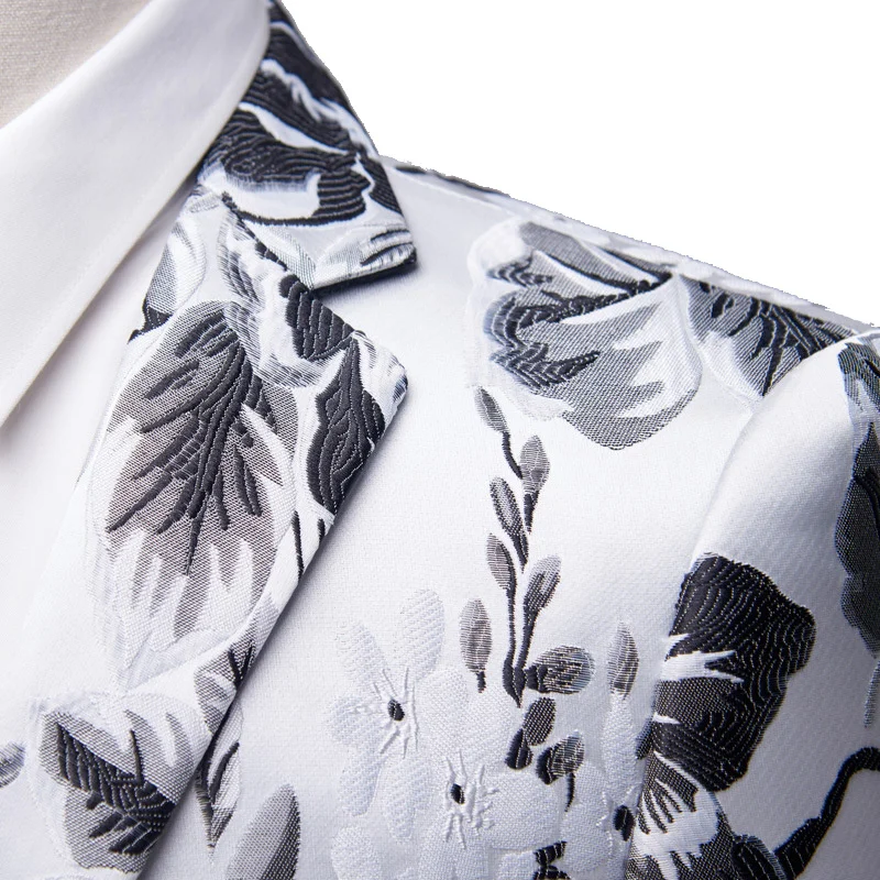 Мужской Блейзер Shenrun Модный облегающий жаккардовый пиджак с цветочным принтом