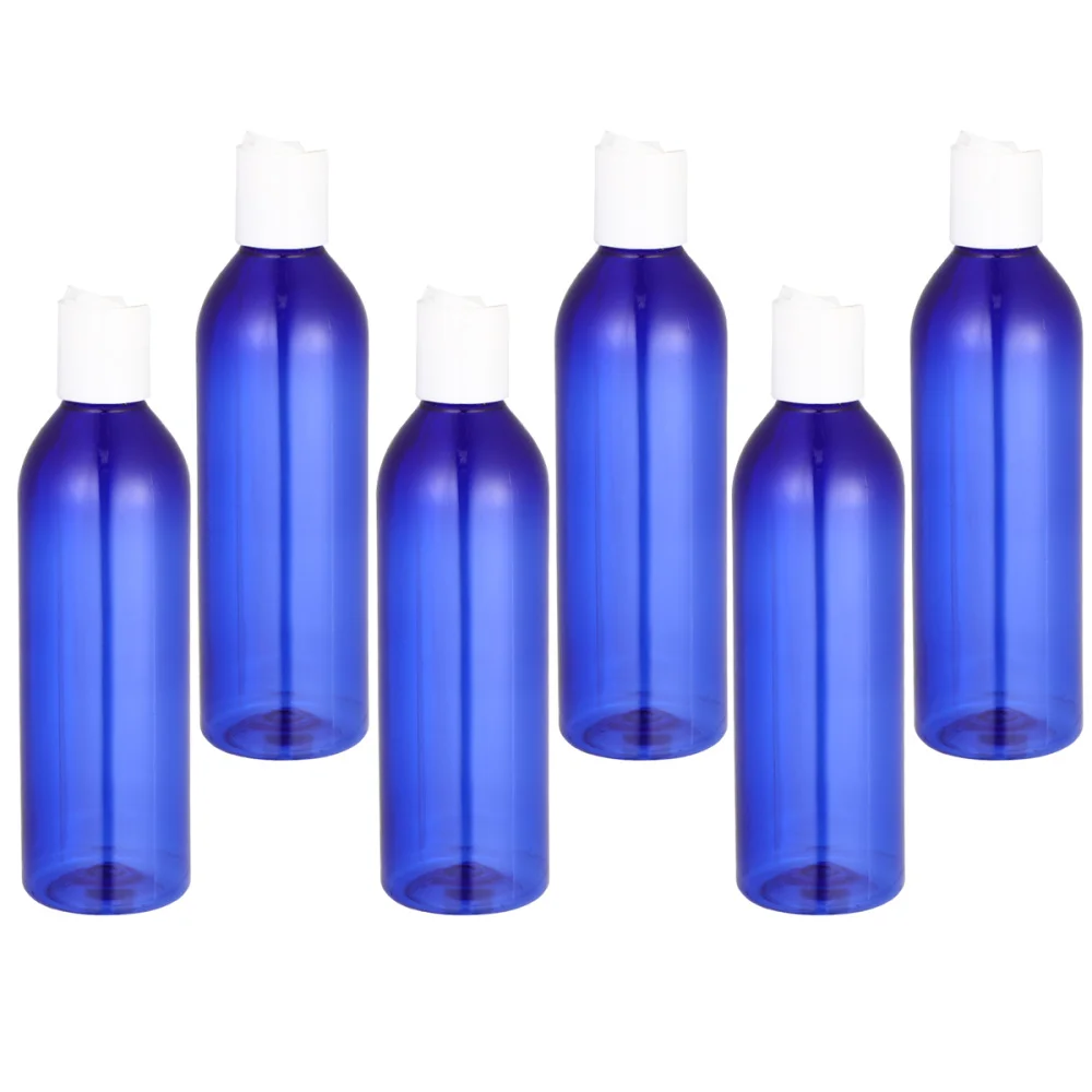 

6pcs 250ml Press Type Lid Travel Bottles Portable Cosmetic Container Empty Bottle for Shampoo Lotion (Transparent Bottle and Lid