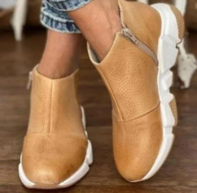 

Women's Ankle Boots Autumn and Winter New Style Canvas Flat Women'sShoes Cufflinks Belt Punk BootsThick-soled Boots Casual Boots