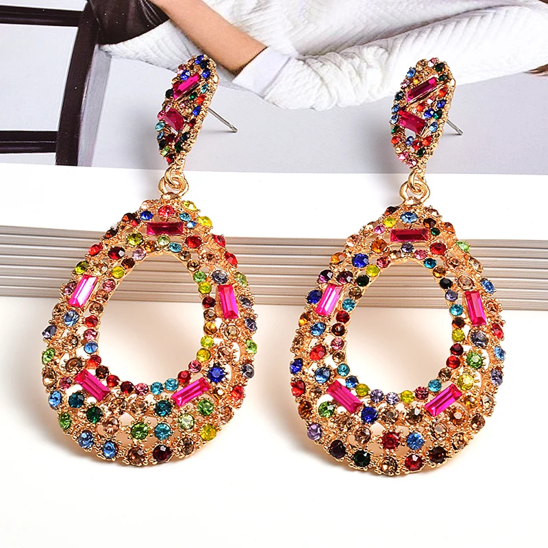 Лидер продаж Висячие ажурные серьги подвески с разноцветными подвесками модные