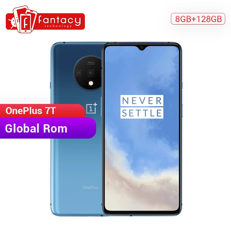 Смартфон OnePlus 7 T с глобальной ПЗУ 8 Гб 128 ГБ Восьмиядерный процессор Snapdragon 855 Plus 90 Гц
