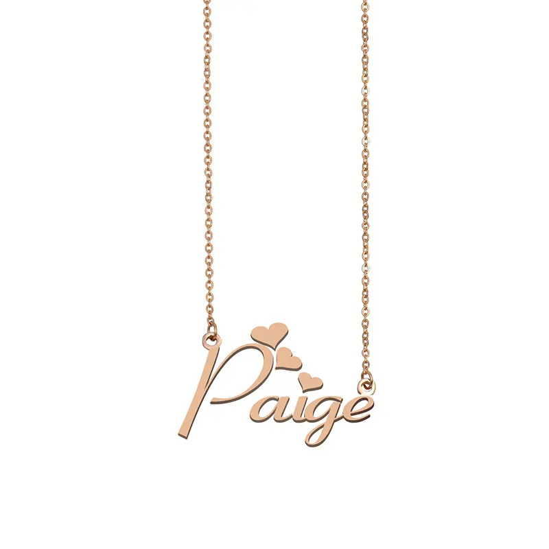 Paige Name Necklace Personalized Custom Gold Necklaces for Women Girls Best Friends Birthday Wedding Christmas Mother Days Gift