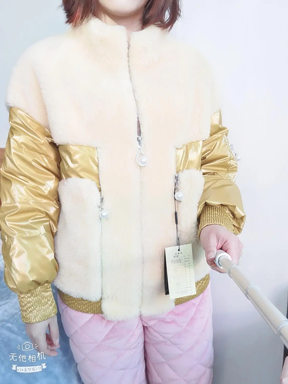 Куртка женская зимняя из овечьей шерсти на белом утином пуху теплая 2021 | Женская