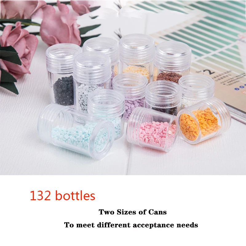 

132pcs Bottles 5D Diamond Painting Tools Container Storage Bag Carry Case Daimond Painting Bag Zipper Accessories Double Layer