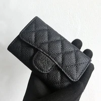 top original quality cowhide woman wallet sheepskin credit card holder coin purse luxury designer genuine leather cf flip caviar