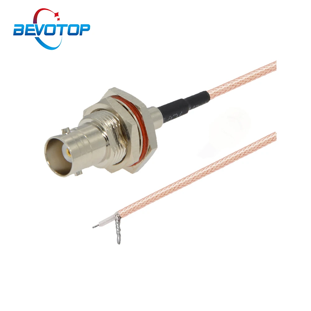 

Single End BNC Female Bulkhead Waterproof Jack to PCB Soldering Tinned Leads Open End RG316 Pigtail RF Coaxial Cable 10CM~5M