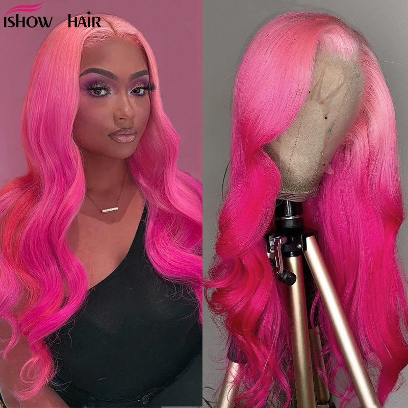 Ishow бразильские волнистые волосы Синтетические на кружеве парики 150% плотность