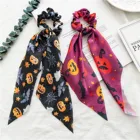 Эластичные резинки для волос с бантом на Хэллоуин для женщин и девушек, Однотонные резинки, повязка на голову, завязки для волос, держатель для конского хвоста, аксессуары для волос