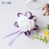 yo cho wrist corsage wedding bracelet for bridesmaid brides hand flower foam roses white wedding bracelet for guests accessories