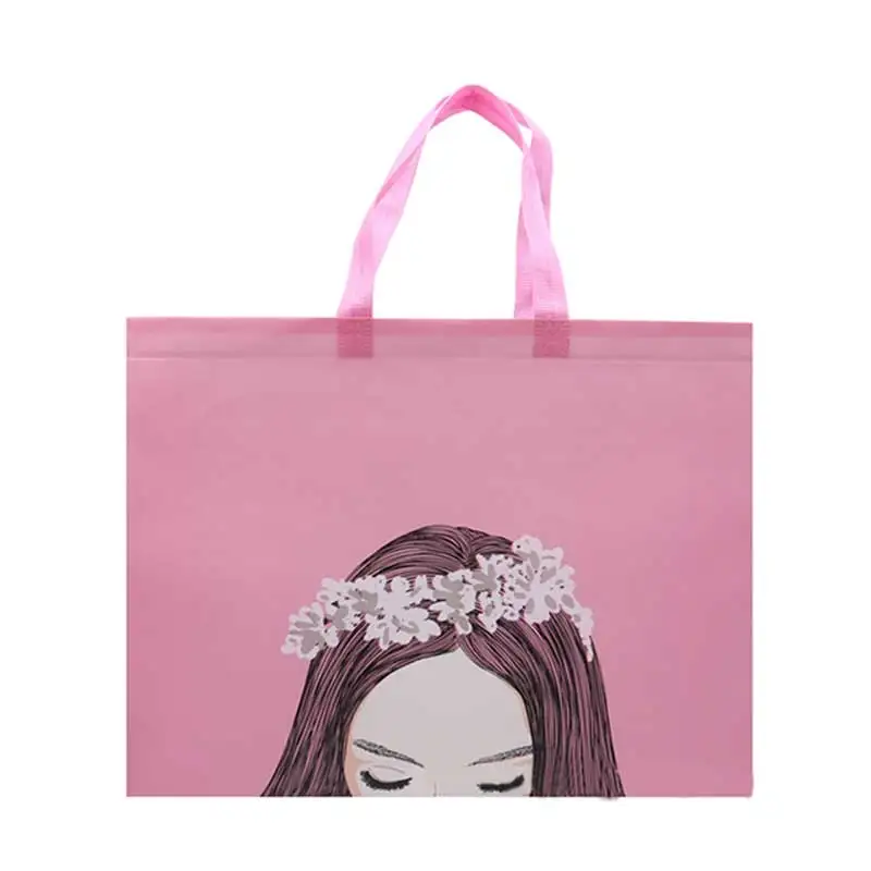 Нетканая розовая милая сумка для покупок девочек многоразовая путешествий