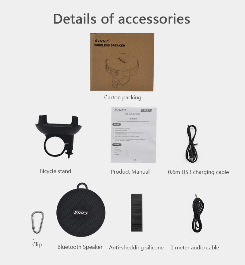 

Bike Bicycle Outdoor Speaker Waterproof TWS Bluetooth Portable Column Shower Speaker Sound Boombox Sound Bar Woofer Hands Free