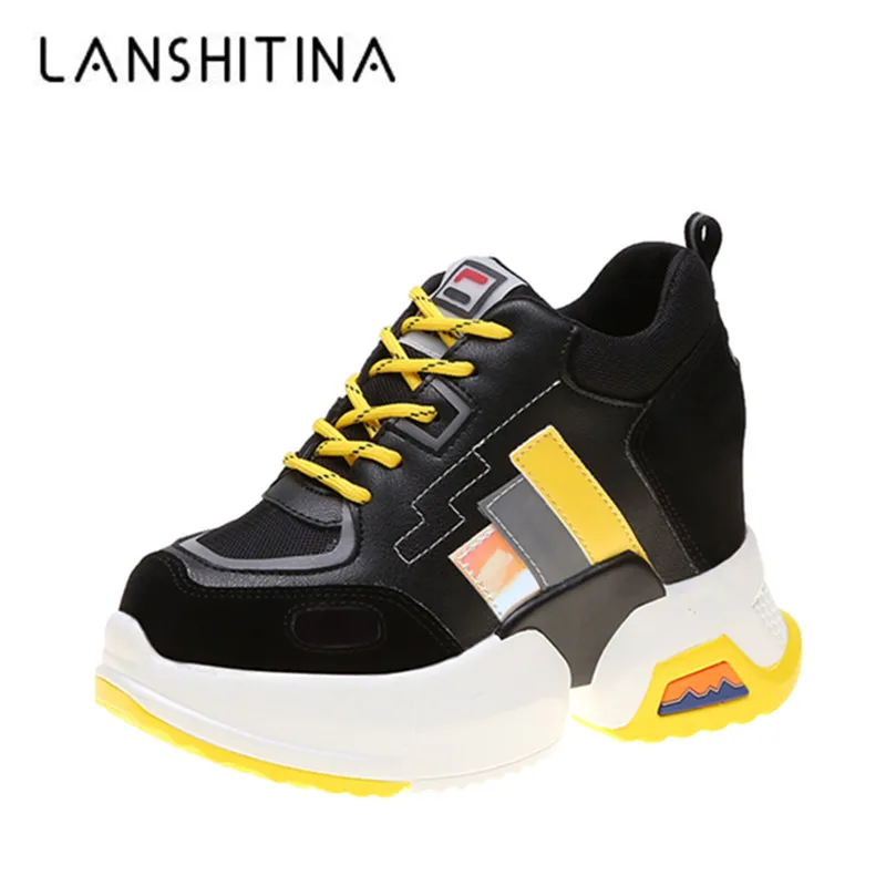 Женская повседневная обувь на шнуровке белые кроссовки каблуке 8 5 см танкетке