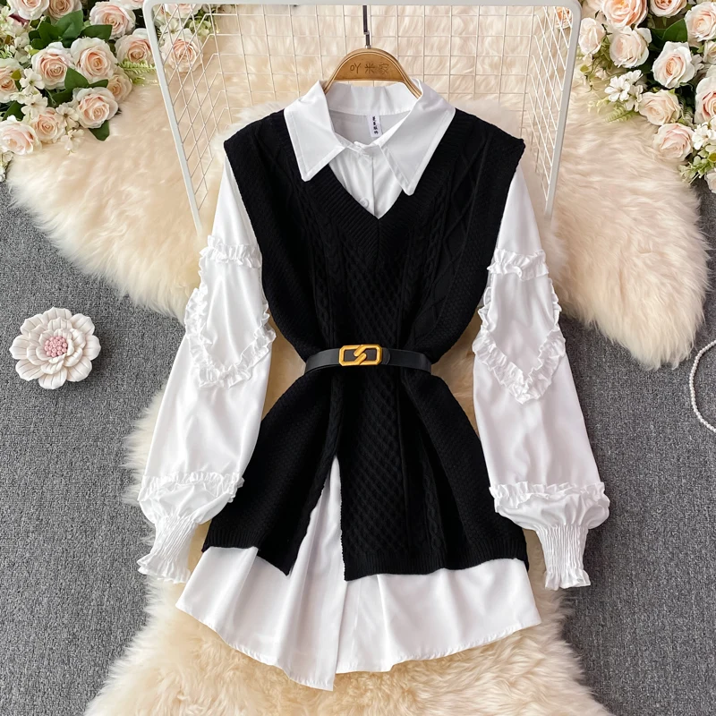 Весна-Осень 2022 костюмы в корейском студенческом стиле женские белые шикарные