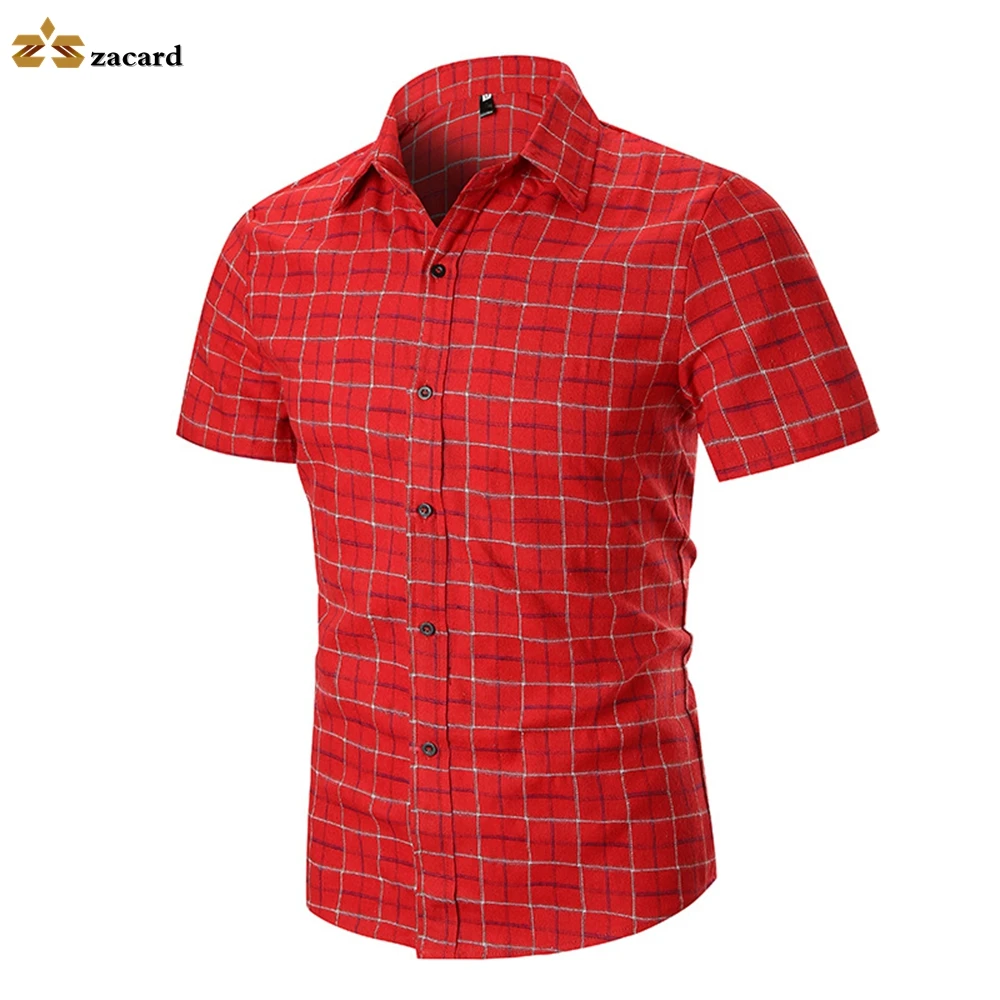 Мужская тонкая рубашка из 100% хлопка в клетку приталенная Повседневная с