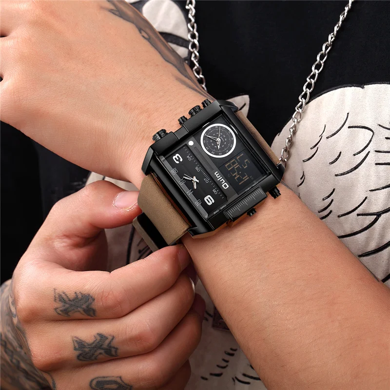 Часы наручные Oulm Мужские спортивные Цифровые кварцевые брендовые Роскошные