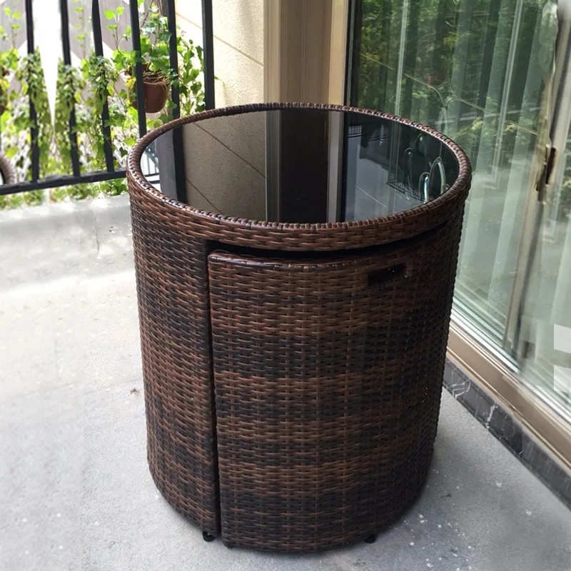 Three-piece Tea Table Combination Patio Outdoor Small Round Table Chair Mini Creative Leisure Chair Balcony Table