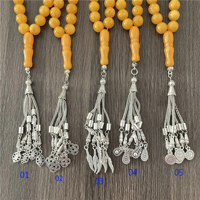 

JunKang 12mm bracelet resin imitation agate stone 33 Muslim Islamic prayer beads men's and women's meditation