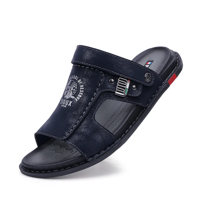

Men's leather sandals, classic summer shoes, soft slippers, comfortable Roman walking shoes, large
