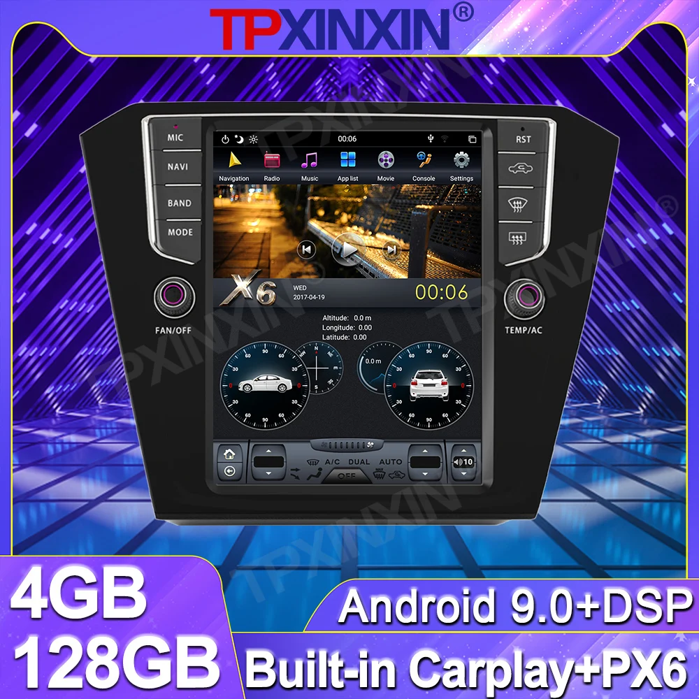 

4+128G For VW Magotan 2017 Tesla Android Radio Multimedia Car Cassette Recorder Stereo wireless Player GPS Navi Head Unit