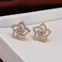 fashion geometric five pointed star flower zircon stud earrings girlfriend gifts party evening woman jewelry stud earrings 2021