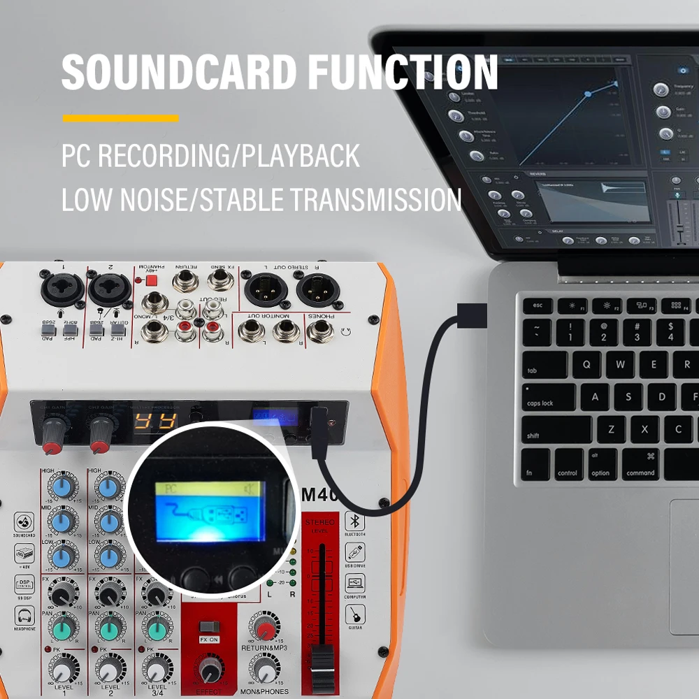 Консоль для смешивания звука EYK с USB записью воспроизведение компьютера 4 микшер