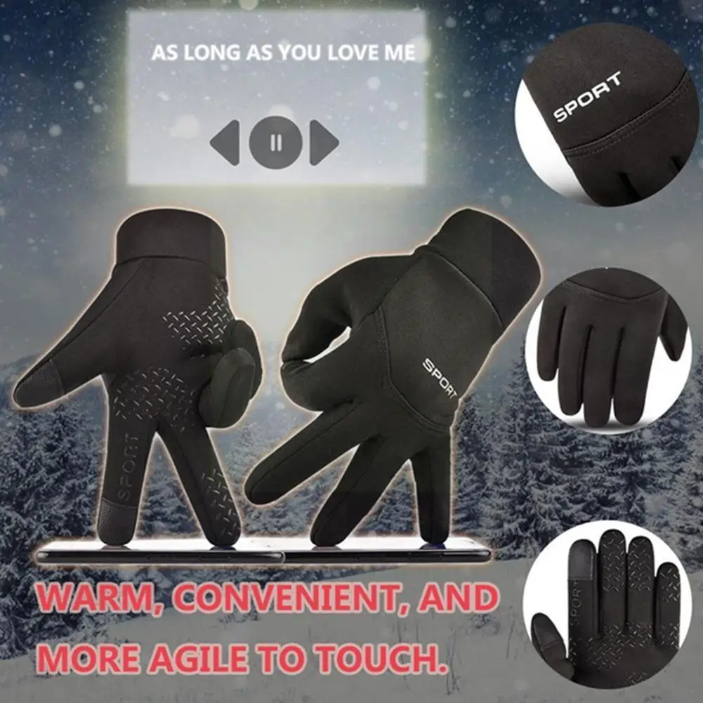 

Winter Outdoor Gloves, Waterproof, Thermal, With Fleece Lining, Screen, Non-slip, For Motorcycle Riding D1Y3