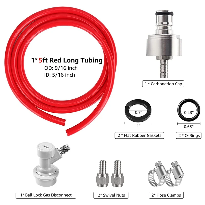 Ball Lock Gas Line Assembly 5Ft Long Tubing 5/16 Disconnect Set Home Brewing Kit for Beer | Дом и сад