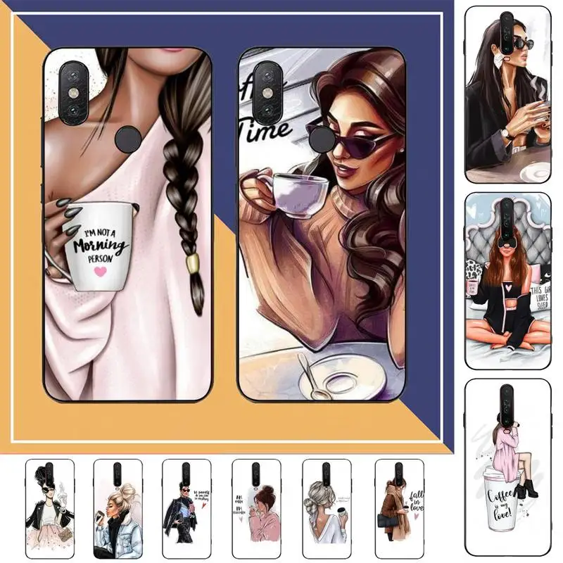 

FHNBLJ Princess Female boss coffee Phone Case for Redmi Note 8 7 9 4 6 pro max T X 5A 3 10 lite pro