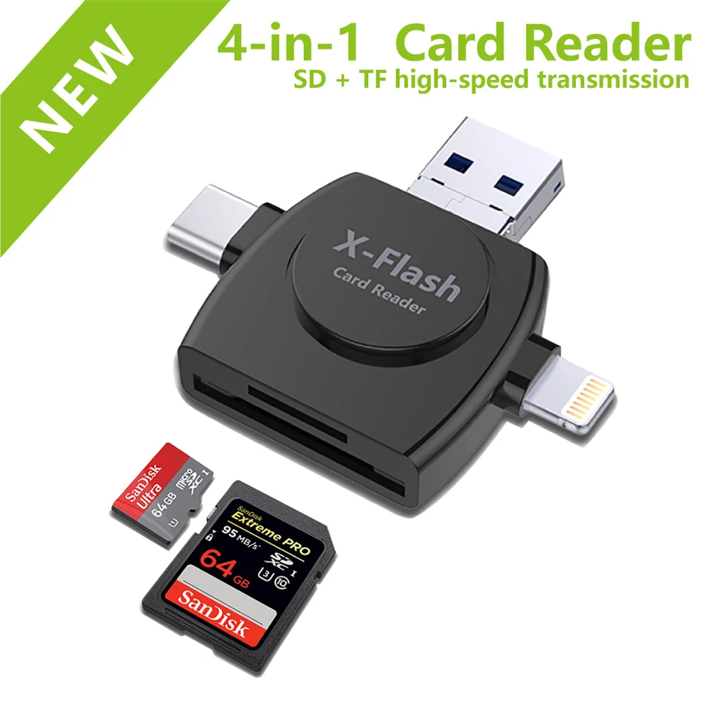For iPhone Card Reader Micro SD TF Card Reader Adapter for iOS 13 Above System External OTG Memory Card Reader For iPhone 12 11