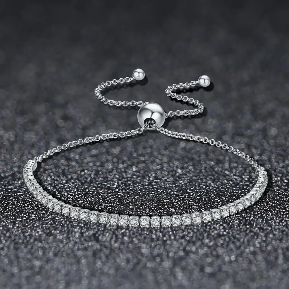 

Minimalist Ins Style Bracelet For Women Roman Square Pure Zircon Adjustable Bracelet Female 925 Sterling Silver Fine Jewelry