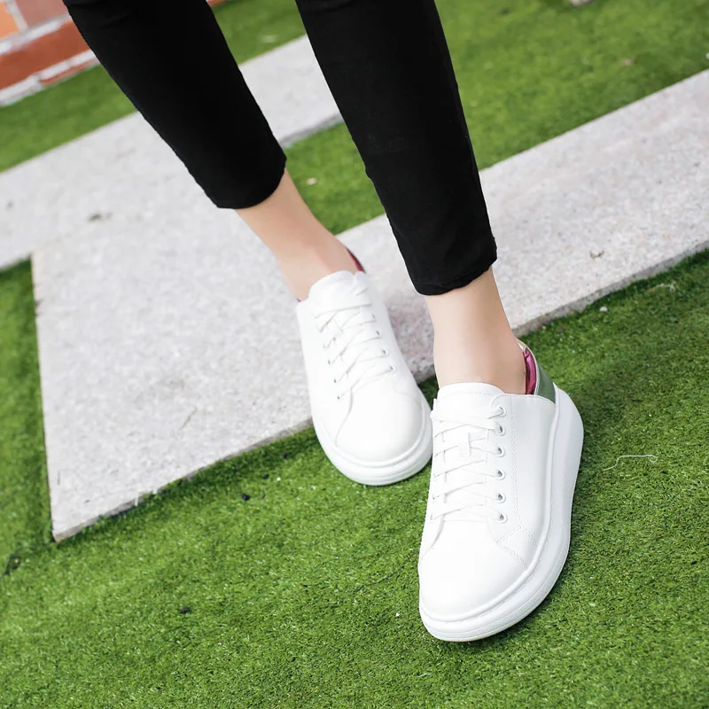 COWCOM [One generation] Белая обувь из микрофибры с резиновой подошвой на толстой подошве и