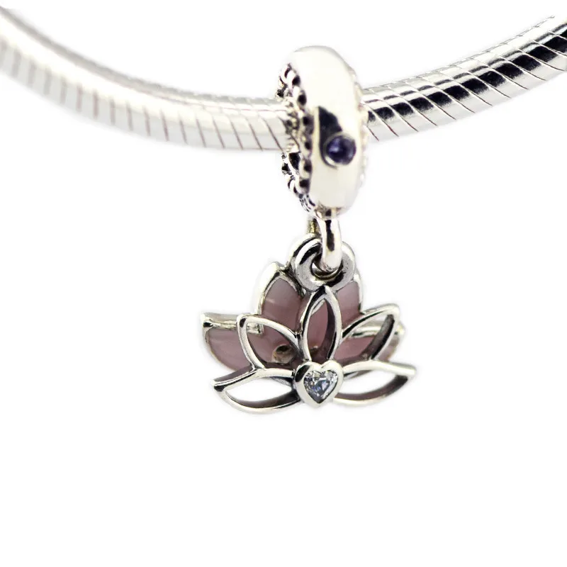 Serene Lotus Flower Dangle Silver Beads for Charms Bracelets Women 925 Jewelry DIY Pink Charm Making | Украшения и аксессуары
