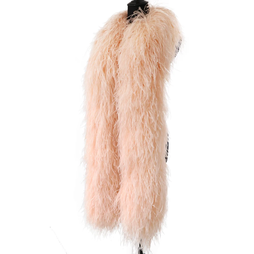 Boa de plumas de avestruz de 30 capas, mant&oacute;n de plumas de avestruz rojo de 2 M para artesan&iacute;a, accesorios de boda, decoraci&oacute;n de vestidos, plumas-3