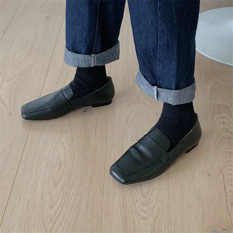 

FEDONAS 2021 Spring Women's Flats Shoes Newest Concise Designer Genuine Leather Shoes For Women Working Basic Shoes Woman Loafer