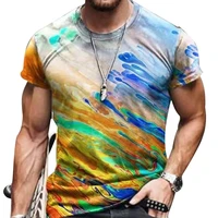 new 2021 summer 3d printing color graffiti fashion casual mens round neck hip hop short sleeve t shirt xxs 6xl