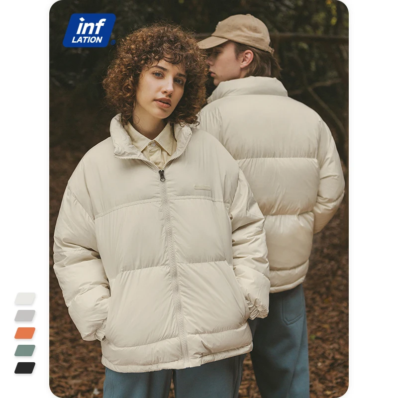 

INFLATION Classic Down Puffer Jacket Couple Lightweight Plain Down Coat Winter Thick Warm Windproof Outwear Unisex