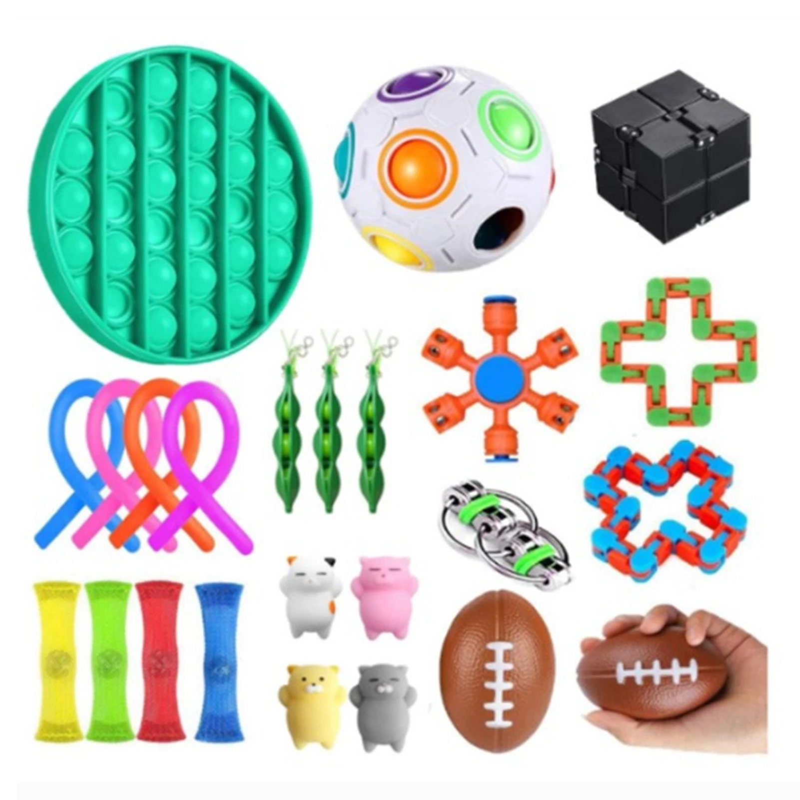 

Fidget Sensory Toy Set Stress Relief Toys Autism Anxiety Relief Stress Pop Bubble Fidget Sensory Toy For Kids Adults Pressure