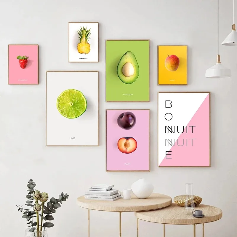 

Nordic Kitchen Fruits Wall Art Canvas Poster Pineapple Strawberry Prints Painting Home Decoration Wall Pictures For Dining Room