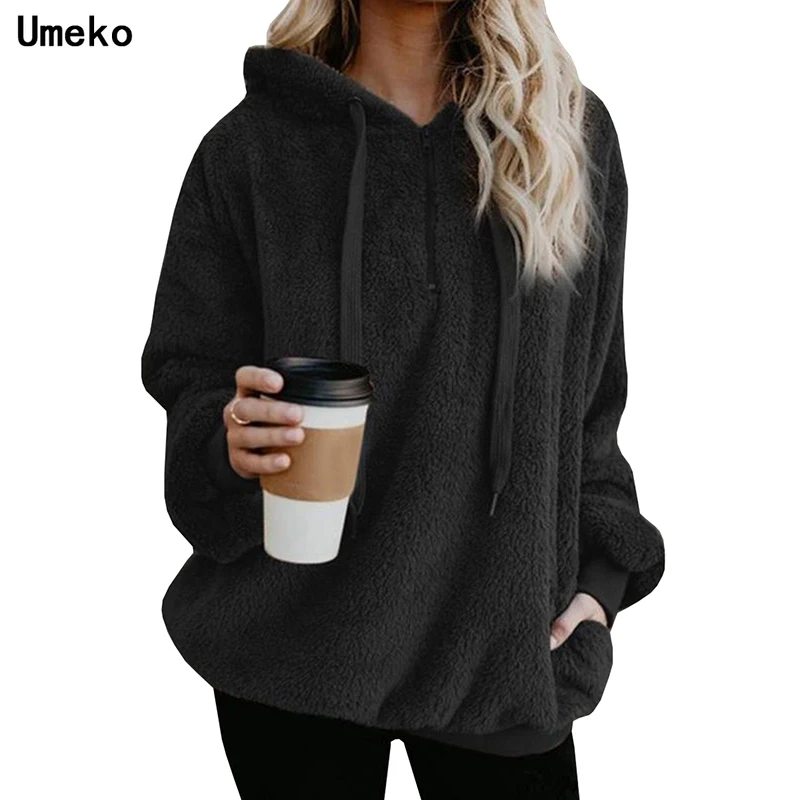 

Umeko Women Hoodies Sweatshirt Winter Autumn Fashion Solid Color Concise Hoodie Casual Long Sleeve Hooded Tops Warm Velvet Coat