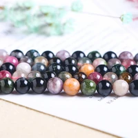 high quality natural multicolor tourmalines stone 4681012mm round necklace bracelet jewelry loose beads 38cm wk98