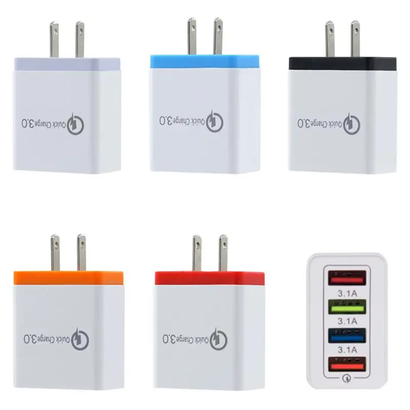 

2021 4USB Mobile Phone Charger 5V3A Multi-port Travel Charger Intelligent Charging Plug Fast Charger Mobile Wall Charger HOT