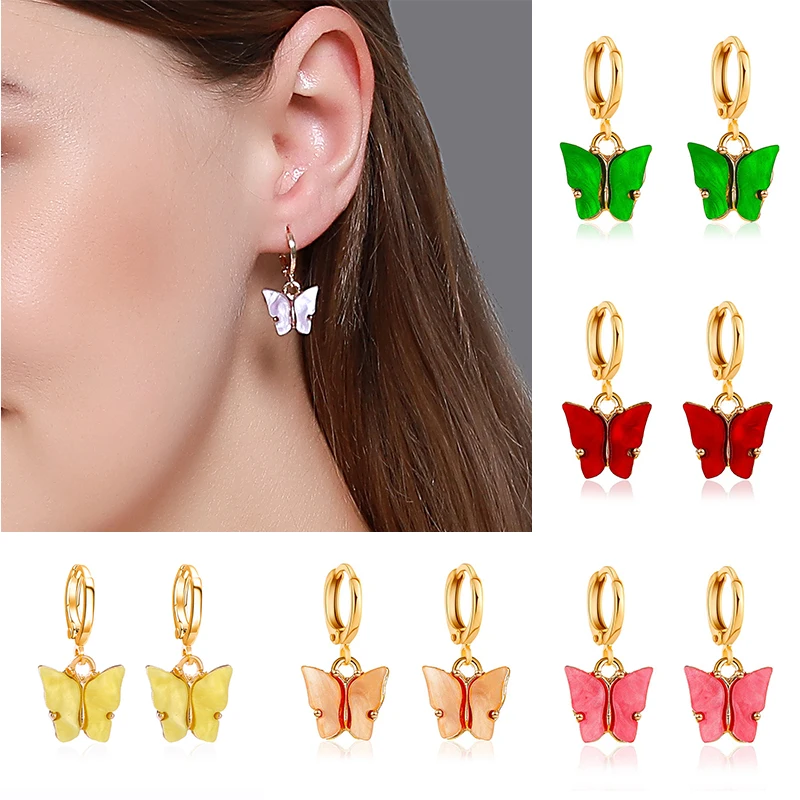 

New Fashion Multi-color Butterfly Shape Earring for Women Animal Sweet Colorful Drop Earrings Party Jewelry Gifts