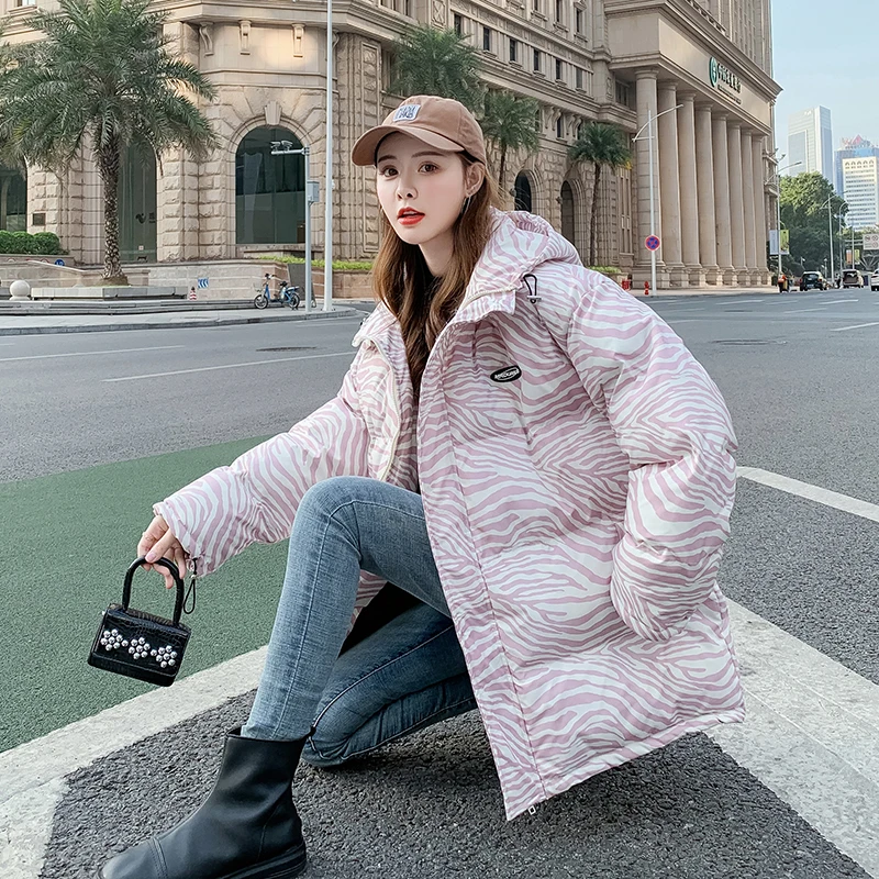 

Женская зимняя куртка-пуховик, розовая повседневная куртка-парка с подкладкой в Корейском стиле, зима 2020