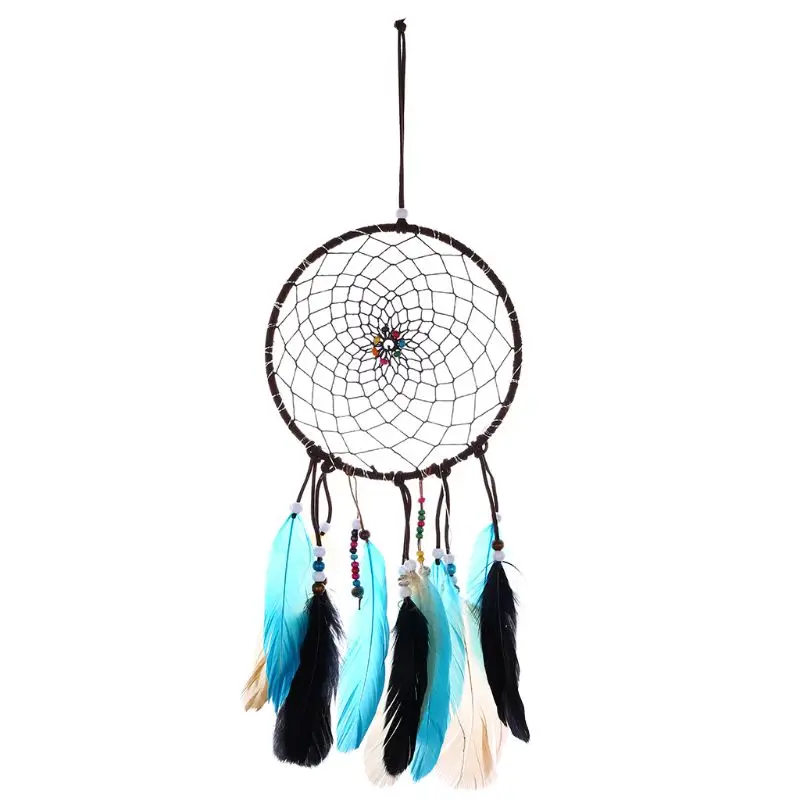 Ловец снов в индийском стиле с цветными перьями подвесное украшение для дома
