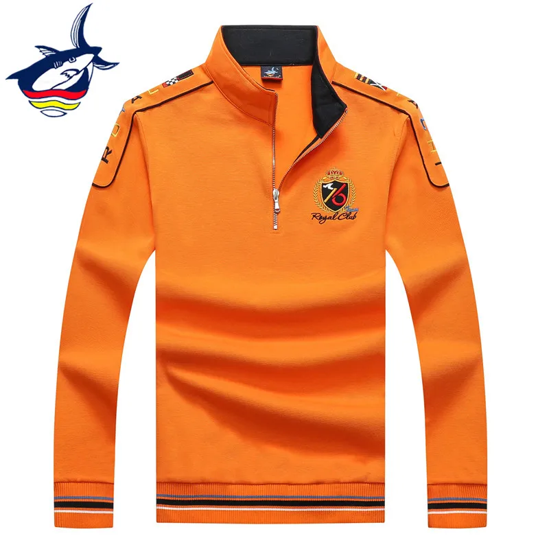 

Orange White Navy Turtleneck Sweater Men European Style Casual Brand Tace & Shark Sweaters Half Zipper Pullovers Shirts Men