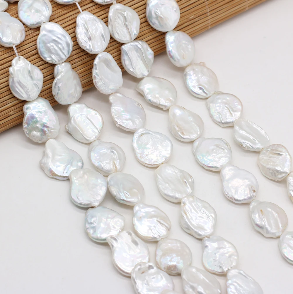 Natural Freshwater Pearls White Irregular Pearl Beads For Necklace Bracelet Accessories Jewelry Making DIY Size 16x17mm