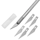 Нескользящий металлический нож для скальпеля инструментов Резак гравировальные ремесленные ножи + 5 шт. лезвия мобильный телефон PCB DIY Repair